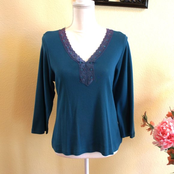 NWOT- BHS Green Teal Sequin Top - Picture 2 of 8